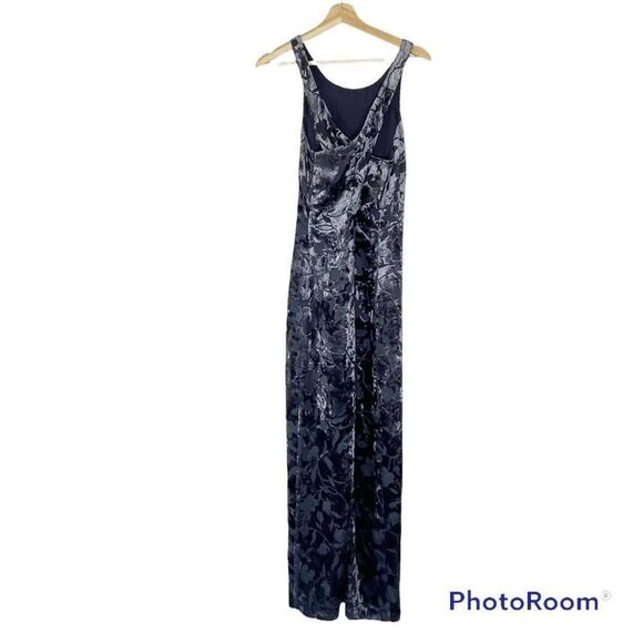 Laundry Shelli Segal Velvet Burnout Cross Back Dress Blue - Picture 2 of 12